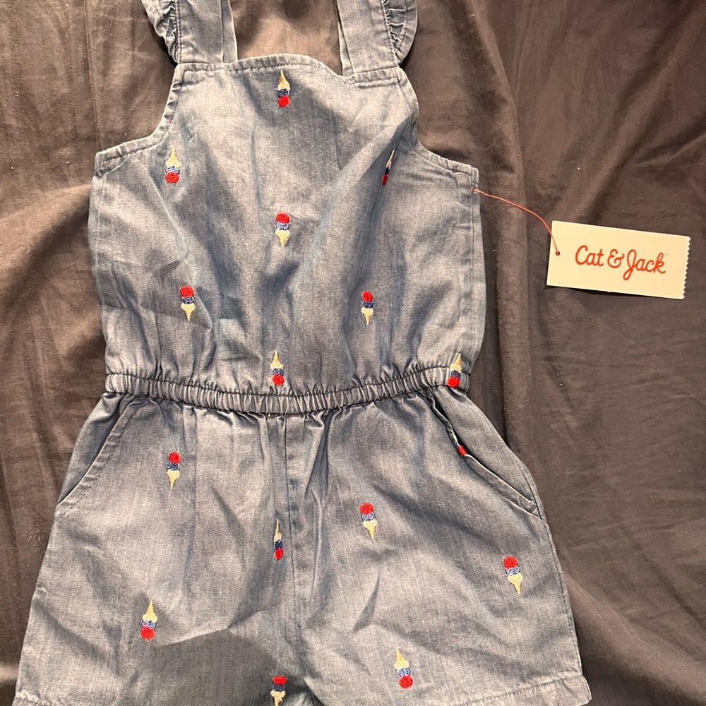 Cat & Jack Blue Ice Cream Print Kids Romper